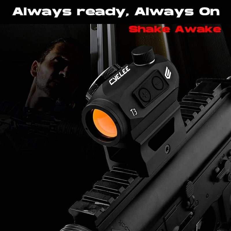 Cyelee T3 Red Dot Sight for Rifles, 1x20mm 2MOA Shake Awake Reflex Sight, Picatinny Gun Sight with Absolute Co Witness Riser - Image 2
